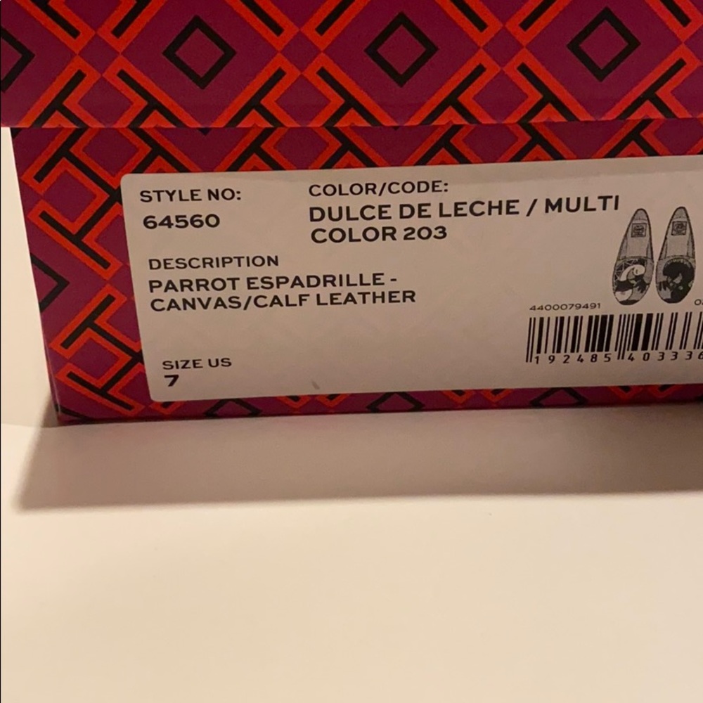 NIB Tory Burch Parrot Espadrille Dulce de Leche - Picture 8 of 8
